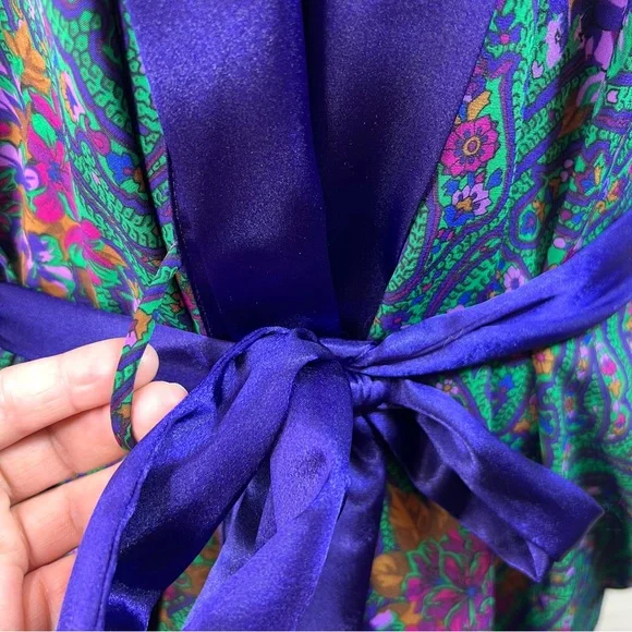 Vintage Victoria’s Secret Women’s Paisley Robe Gold Label Whimsical Fairy Floral - Picture 11 of 14